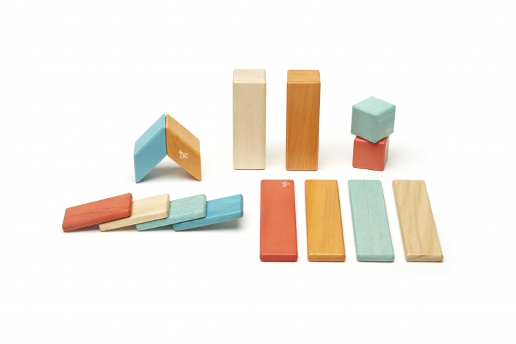 Tegu 42-Piece Classic Magnetic Wooden Block Building Toy Set Sunset NEW